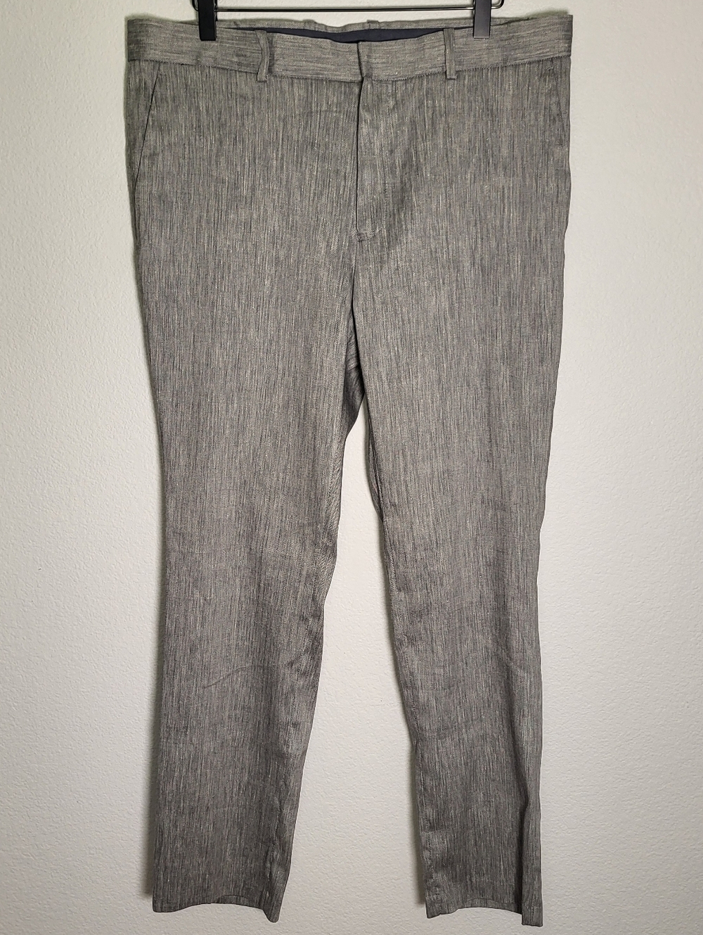 NWT Alfani Linen Stretch Dress Pants in Herring Bone Grey size 33x30